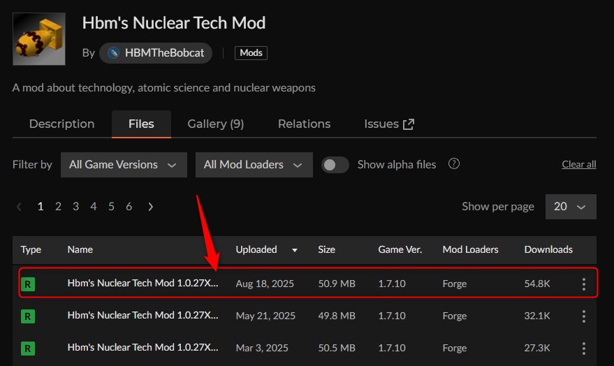 「HBM's Nuclear Tech Mod」にアクセス