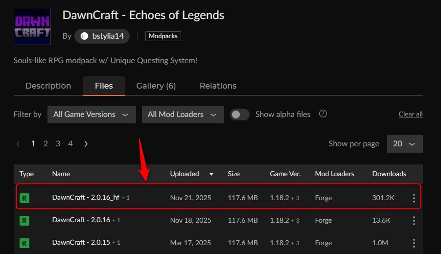 「DawnCraft」にアクセス