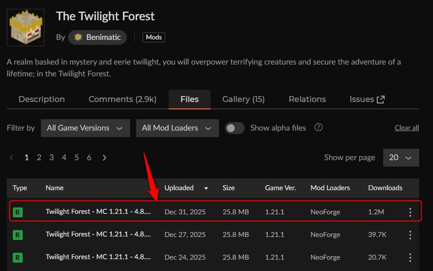 「The Twilight Forest(黄昏の森)」にアクセス