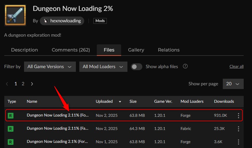 「Dungeon Now Loading 2%」にアクセス