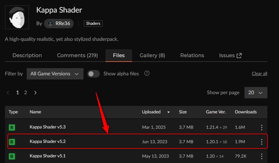影MOD「Kappa Shader」にアクセス