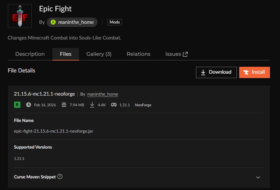「Install」をクリックしてCurseForge Appを起動