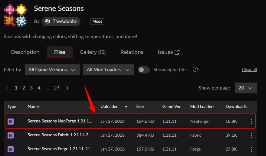 「Serene Seasons」にアクセス