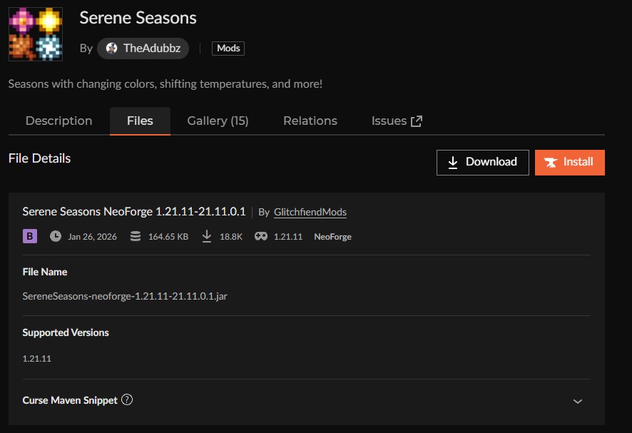 「Serene Seasons」をインストール