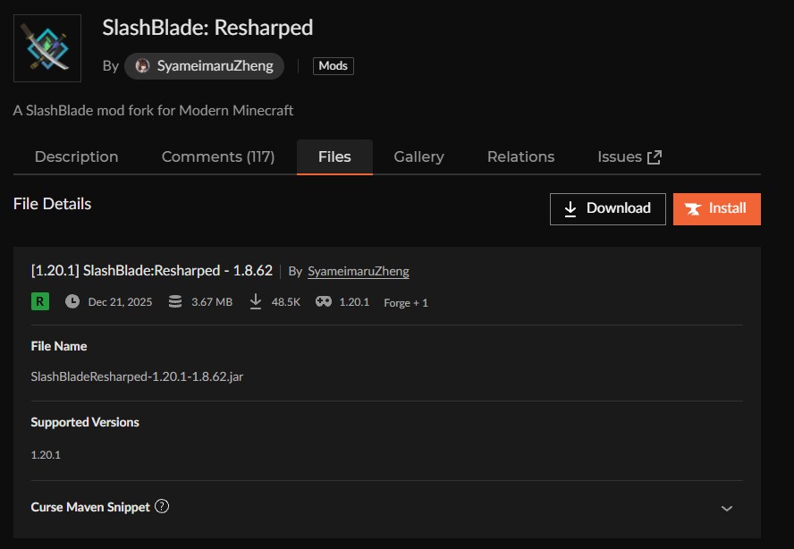 抜刀剣MOD「SlashBlade: Resharped」2