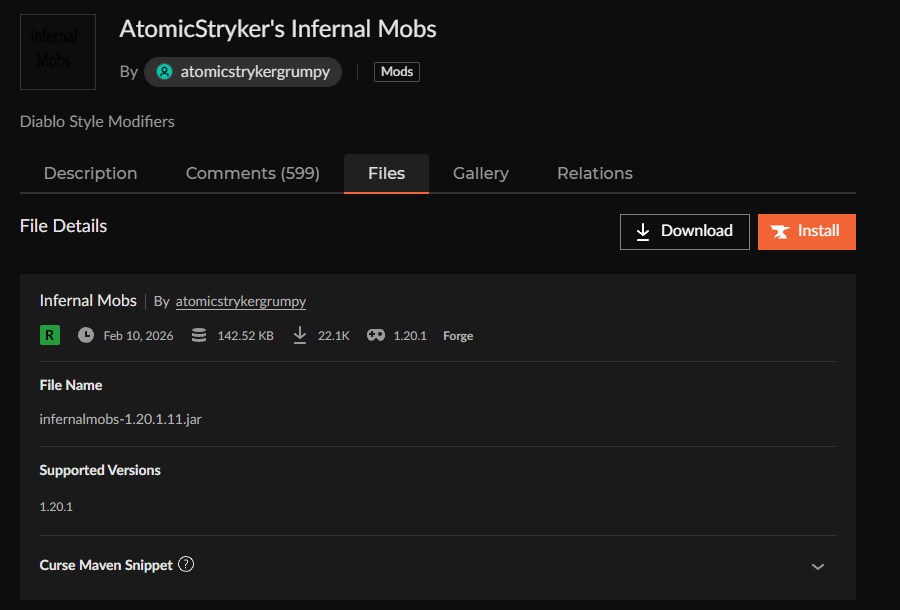 敵強化MOD「AtomicStryker's Infernal Mobs」2