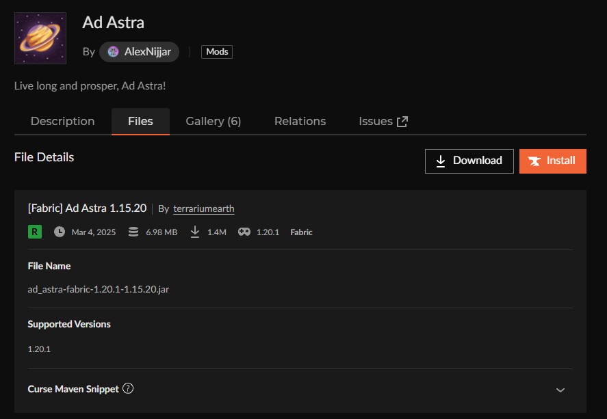宇宙MOD「Ad Astra」の入れ方2