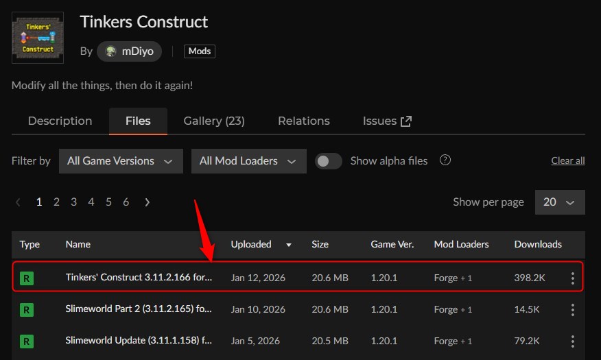 鉱石MOD「Tinkers' Construct」の入れ方1