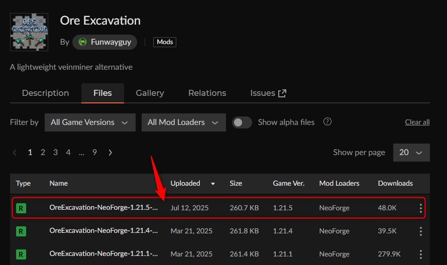 鉱石MOD「Ore Excavation」の入れ方1