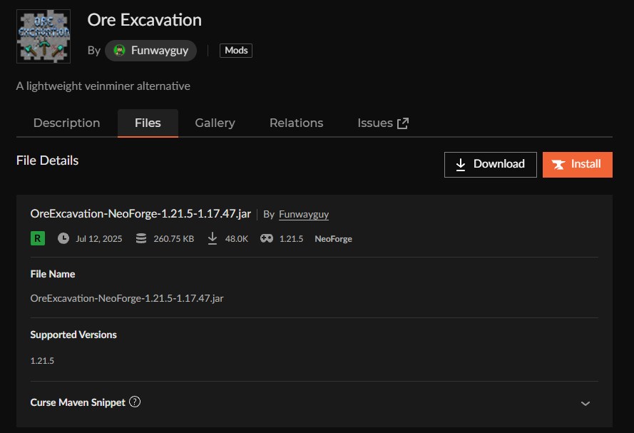 鉱石MOD「Ore Excavation」の入れ方2