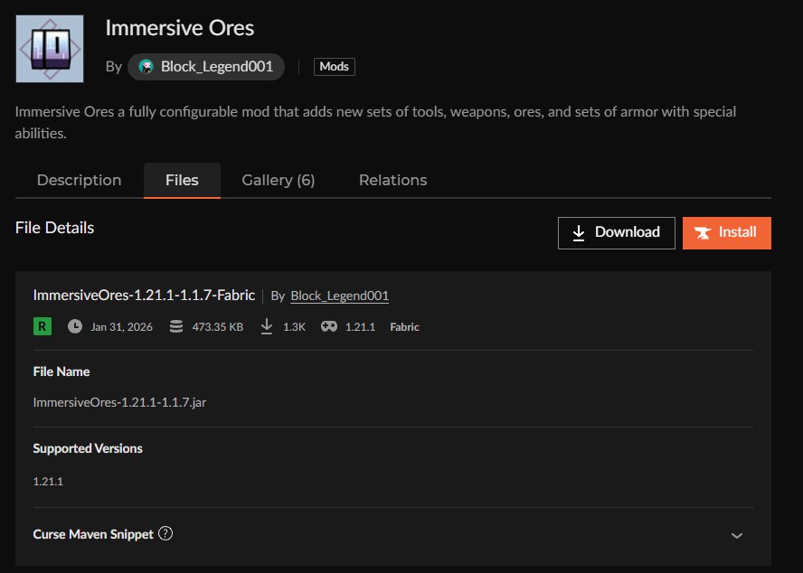 鉱石MOD「Immersive Ores」の入れ方2