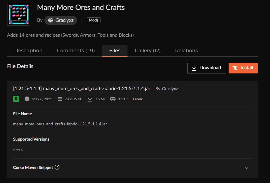 鉱石MOD「Many More Ores and Crafts」の入れ方2
