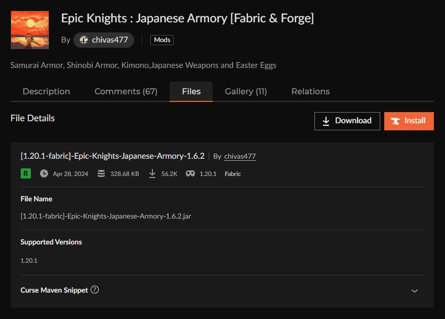 和風MOD「Epic Knights: Japanese Armory」の入れ方2