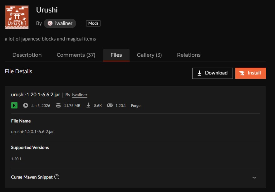 和風MOD「Urushi（漆MOD）」の入れ方2