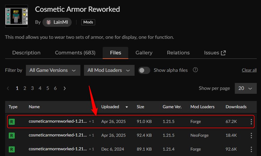 防具追加MOD「Cosmetic Armor Reworked」の入れ方1