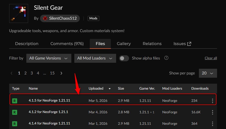 防具追加MOD「Silent Gear」の入れ方1