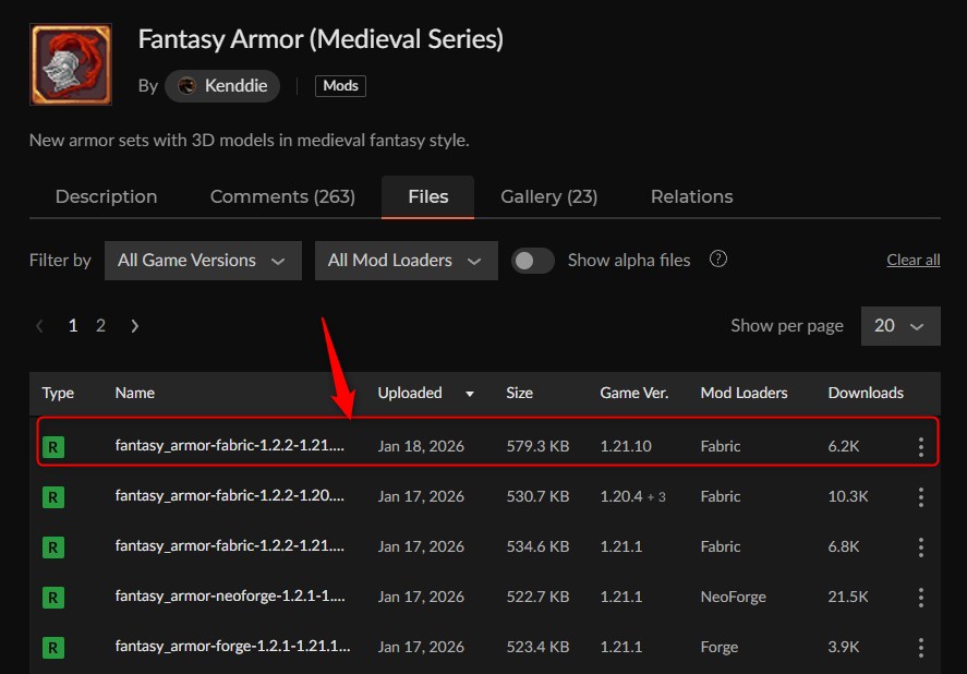 防具追加MOD「Fantasy Armor」の入れ方1