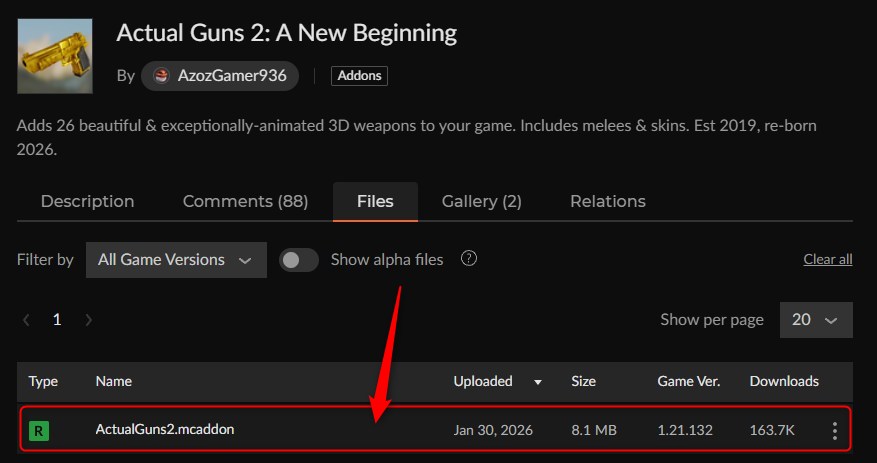 銃アドオン「Actual Guns 2」の入れ方1