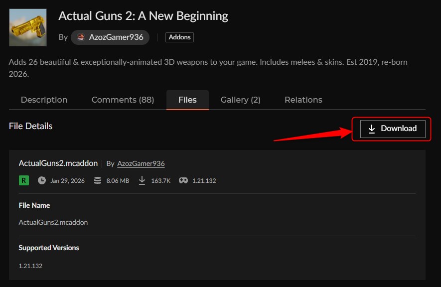銃アドオン「Actual Guns 2」の入れ方2