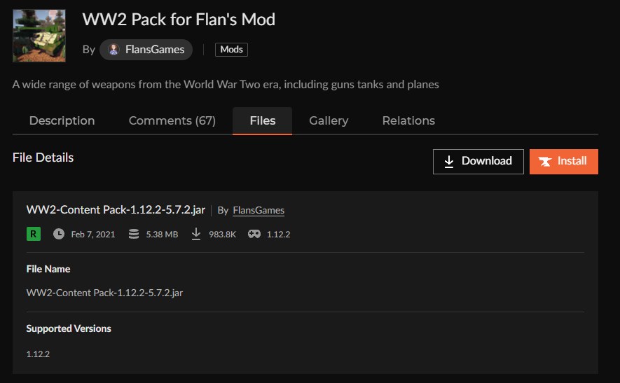 戦車MOD「WW2 Pack for Flan's Mod」の入れ方2