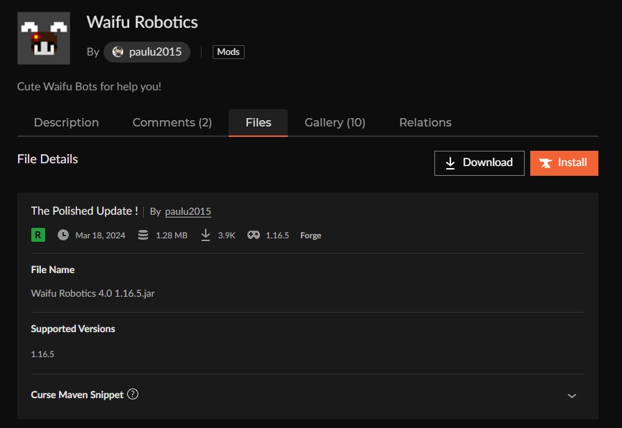 ロボットMOD「Waifu Robotics」の入れ方2