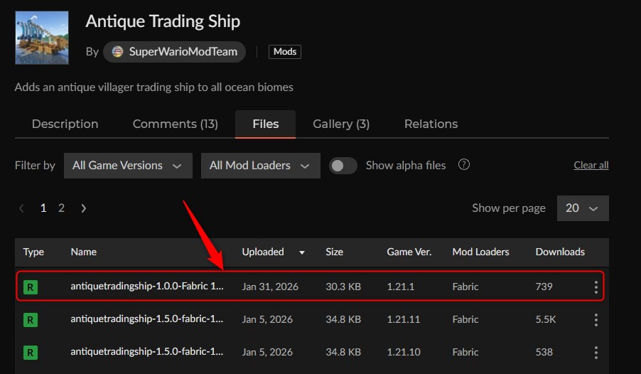 船MOD「Antique Trading Ship」の入れ方1