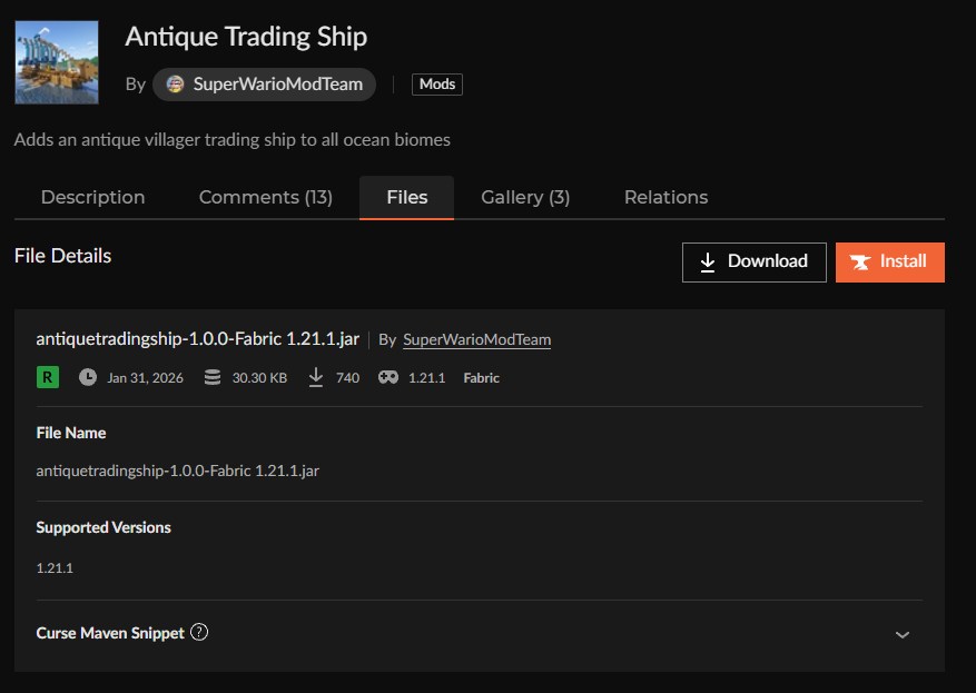 船MOD「Antique Trading Ship」の入れ方2