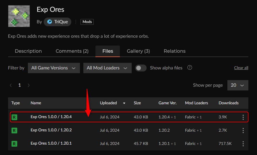 経験値MOD「Exp Ores」の入れ方1