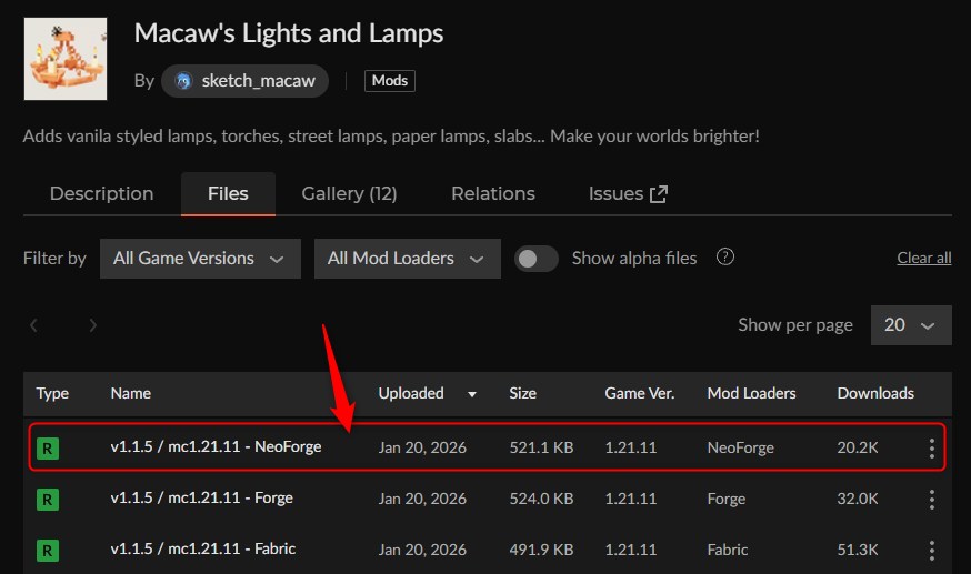 街灯MOD「Macaw's Lights and Lamps」の入れ方1
