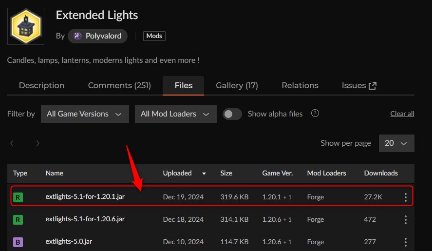 街灯MOD「Extended Lights」の入れ方1
