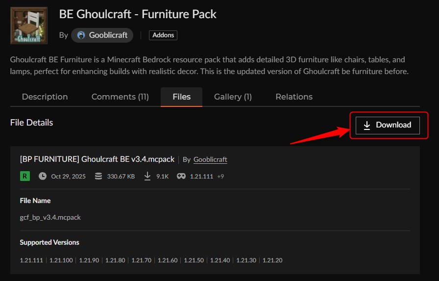 家具アドオン「BE Ghoulcraft - Furniture Pack」の入れ方4