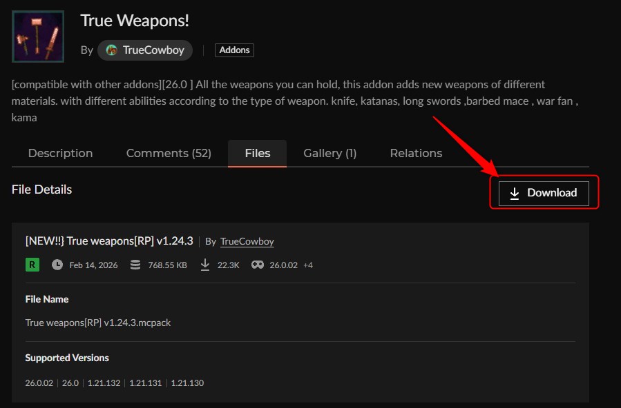 武器アドオン「True Weapons!」の入れ方2