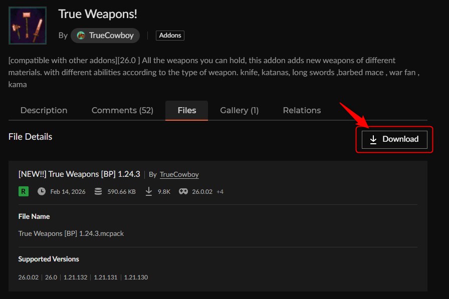 武器アドオン「True Weapons!」の入れ方4