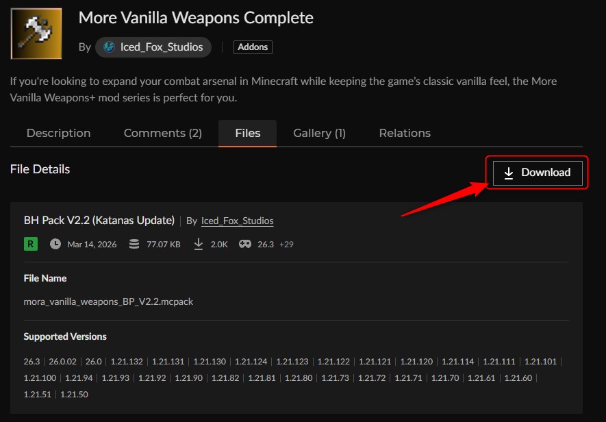 武器アドオン「More Vanilla Weapons Complete」の入れ方4