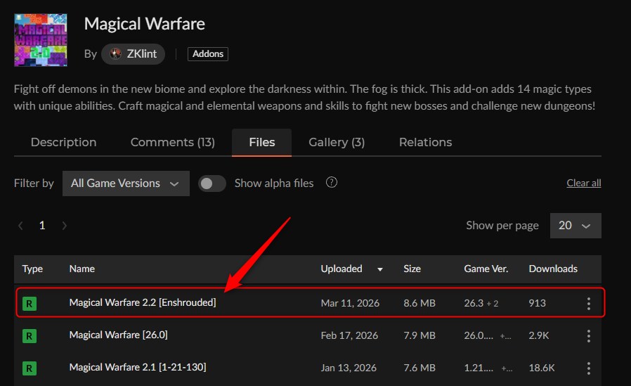 魔法アドオン「Magical Warfare」の入れ方1