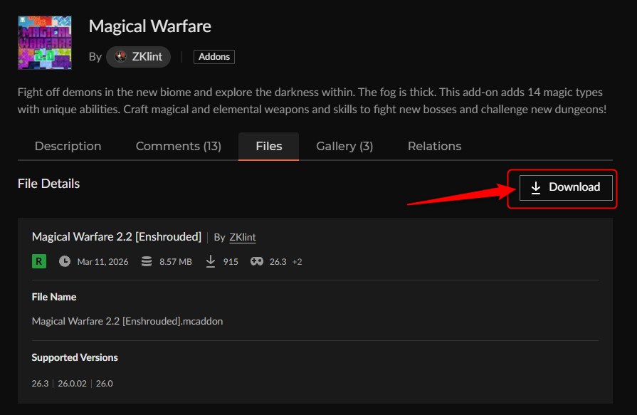 魔法アドオン「Magical Warfare」の入れ方2