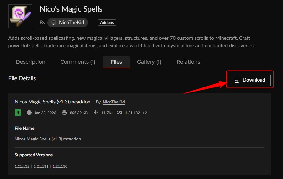 魔法アドオン「Nico's Magic Spells」の入れ方2