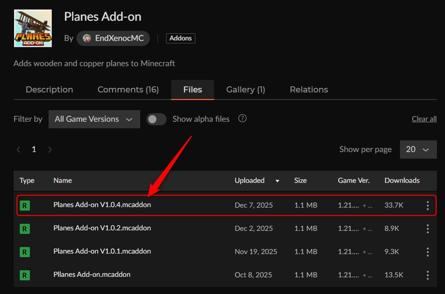 飛行機アドオン「Planes Add-on」の入れ方1