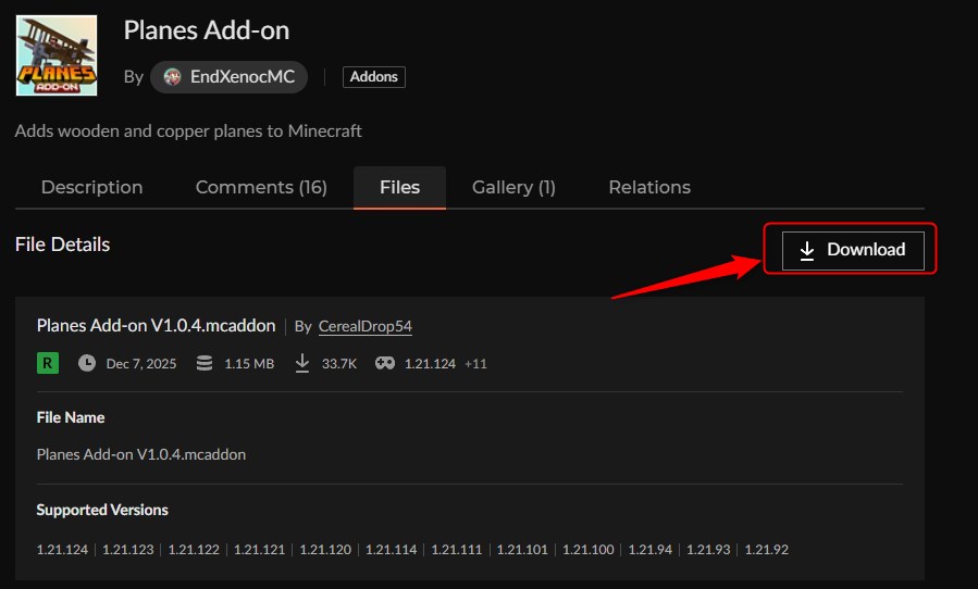 飛行機アドオン「Planes Add-on」の入れ方2