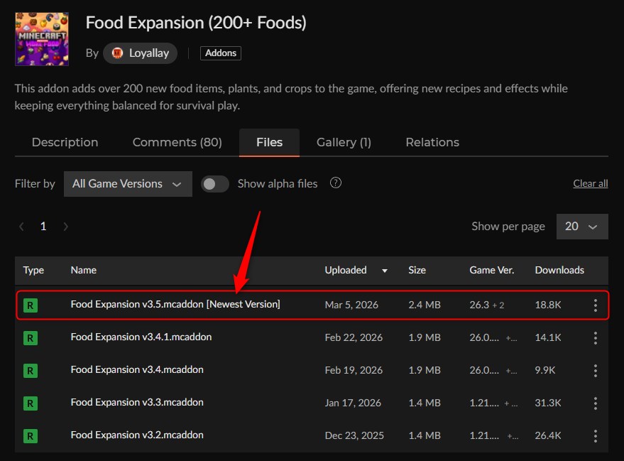 料理アドオン「Food Expansion(200+ Foods)」の入れ方1