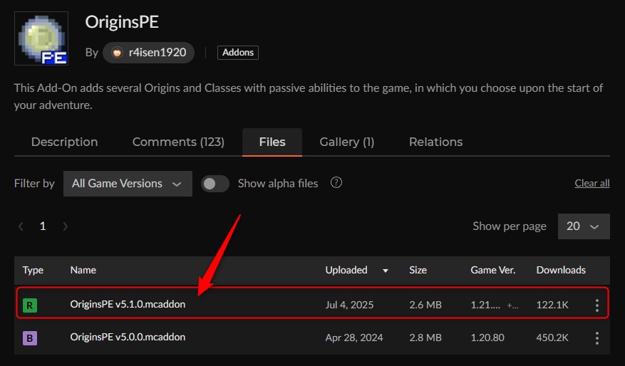 RPGアドオン「OriginsPE」の入れ方1