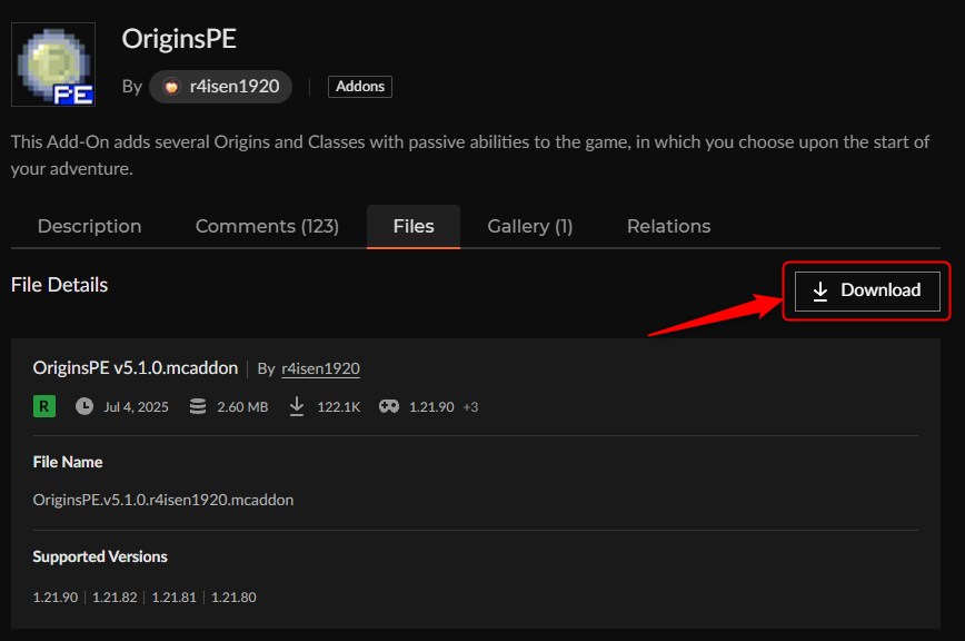 RPGアドオン「OriginsPE」の入れ方2