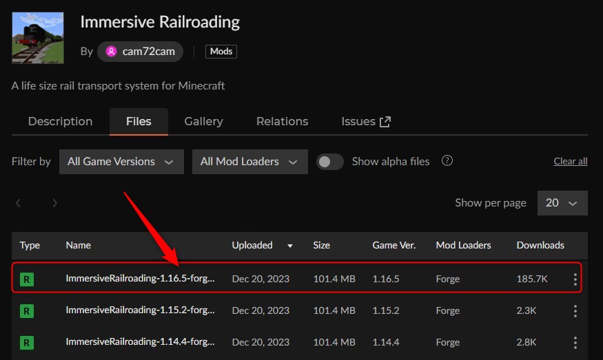 鉄道MOD「Immersive Railroading」の入れ方1