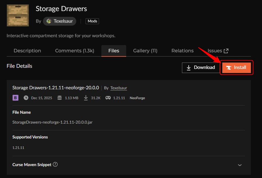 倉庫MOD「Storage Drawers」の入れ方2
