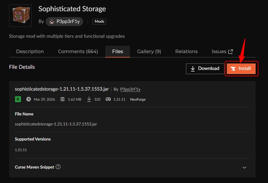 倉庫MOD「Sophisticated Storage」の入れ方2
