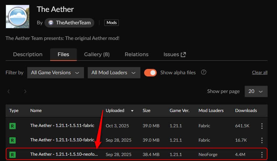 天国MOD「The Aether」の入れ方1