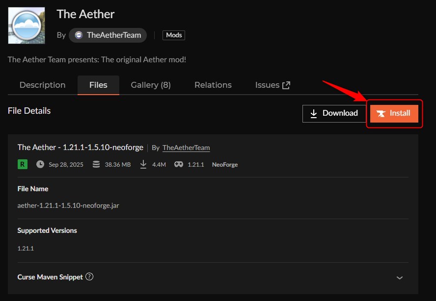 天国MOD「The Aether」の入れ方2