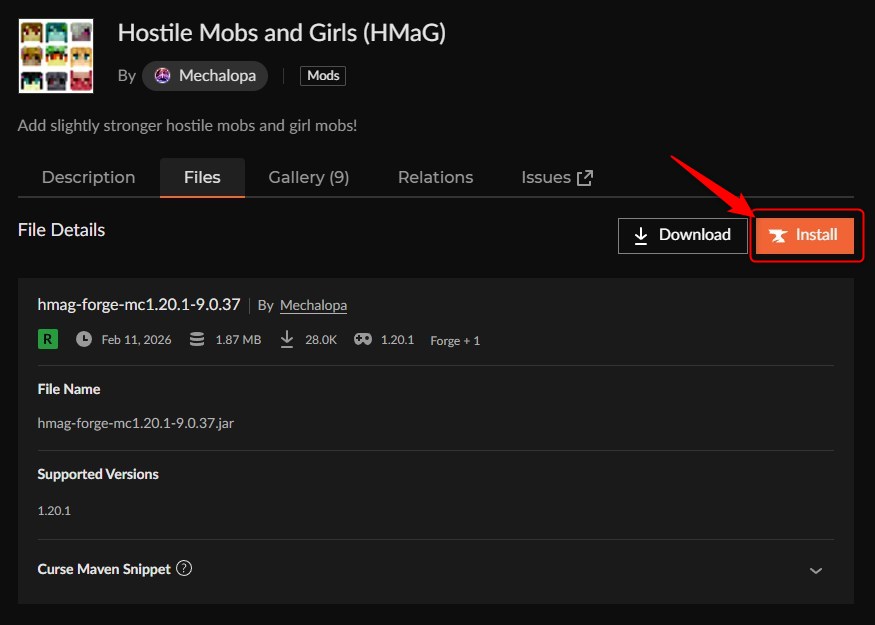 美少女MOD「Hostile Mobs and Girls (HMaG)」の入れ方2
