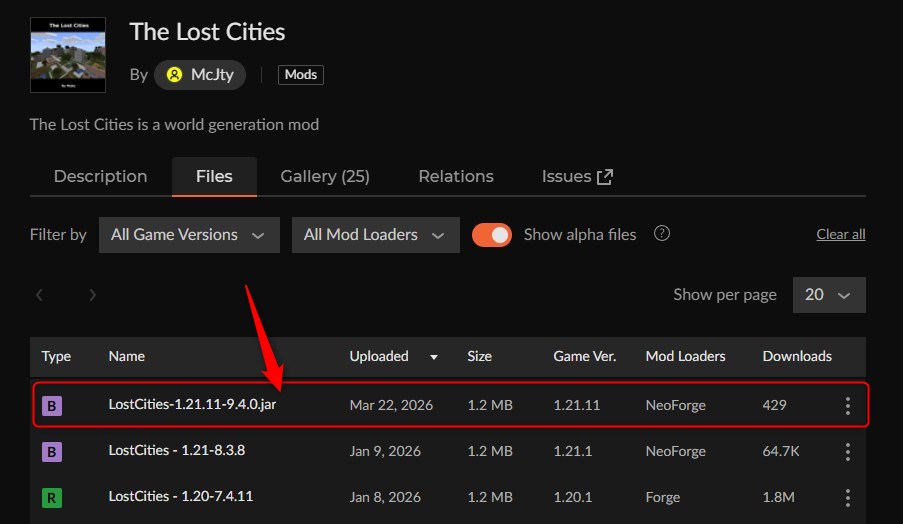 街MOD「The Lost Cities」の入れ方1