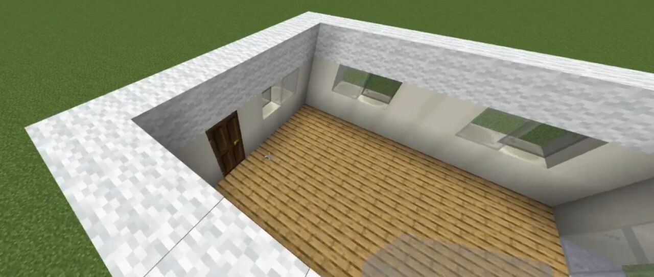 マイクラ現代建築！2階建てモダンハウスの作り方：外壁と窓